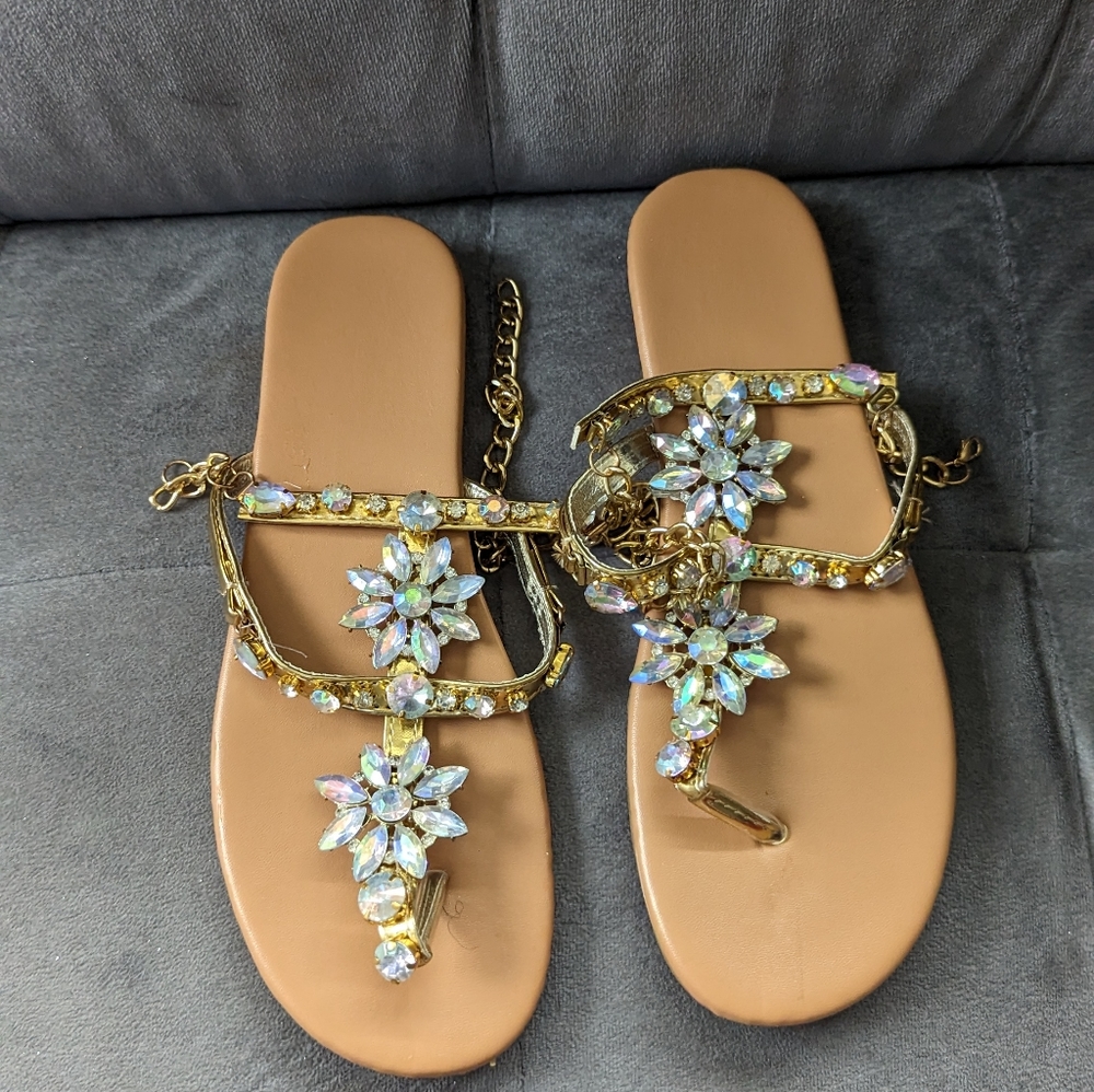 Stylish Iridescent Embellished Sandals